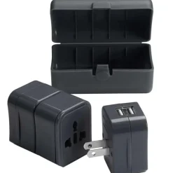 Clearance Lewis N Clark Lewis N. Clark Adapter Plug Kit With Dual USB Black