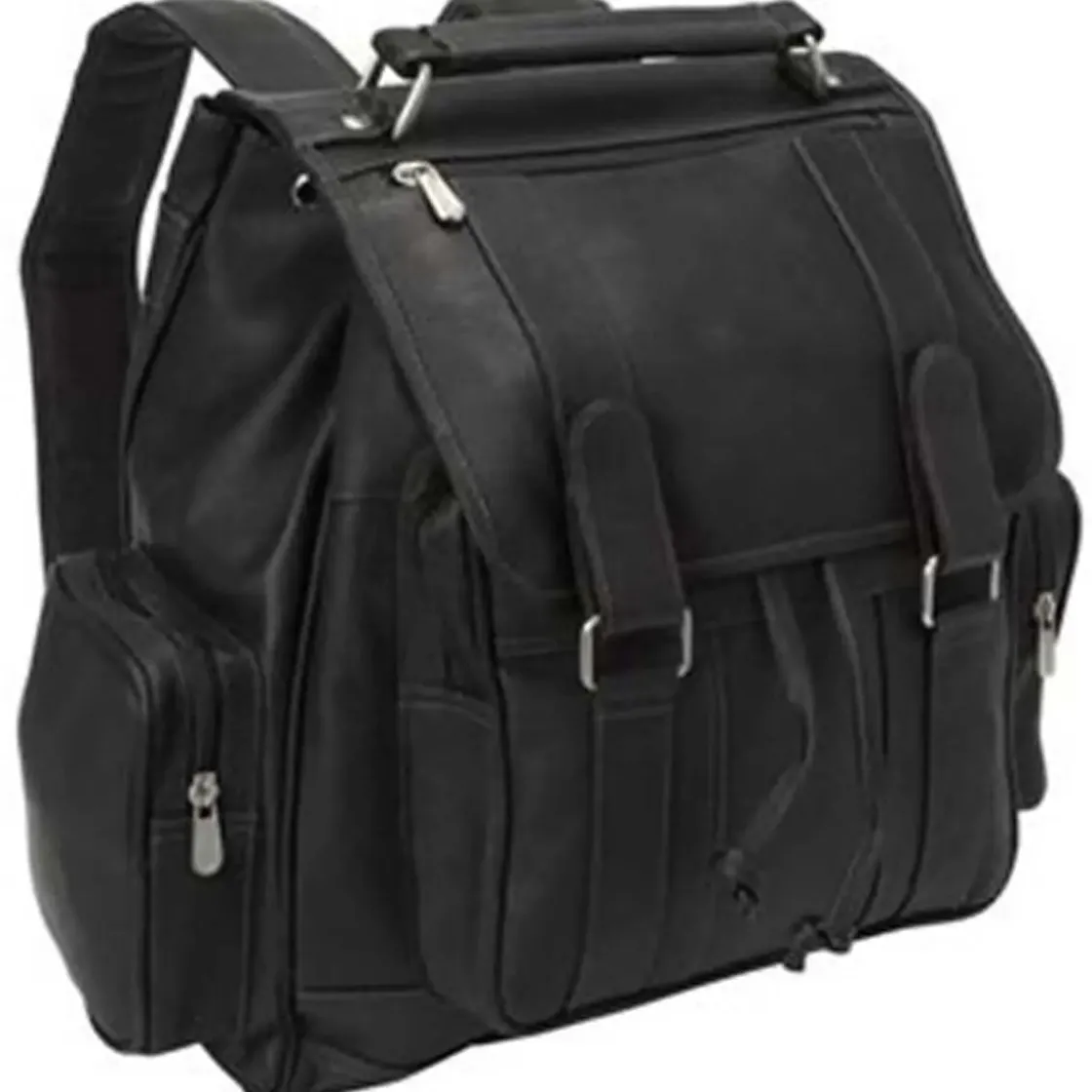 Clearance Piel Leather Double Loop Flap Over Laptop Backpack