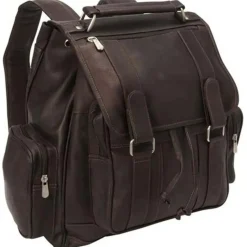 Clearance Piel Leather Double Loop Flap Over Laptop Backpack