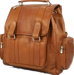 Clearance Piel Leather Double Loop Flap Over Laptop Backpack