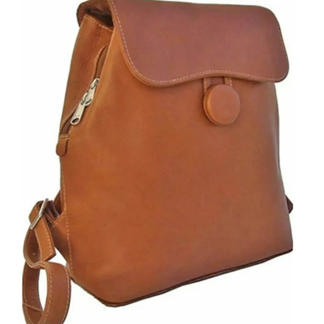 Clearance Piel Leather Flap-Over Button Backpack