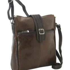 New Piel Leather Piel Vintage Leather Slim Tablet Shoulder Bag Brown