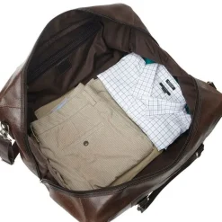 Fashion Piel Leather Piel Vintage Leather Weekender Duffel Brown