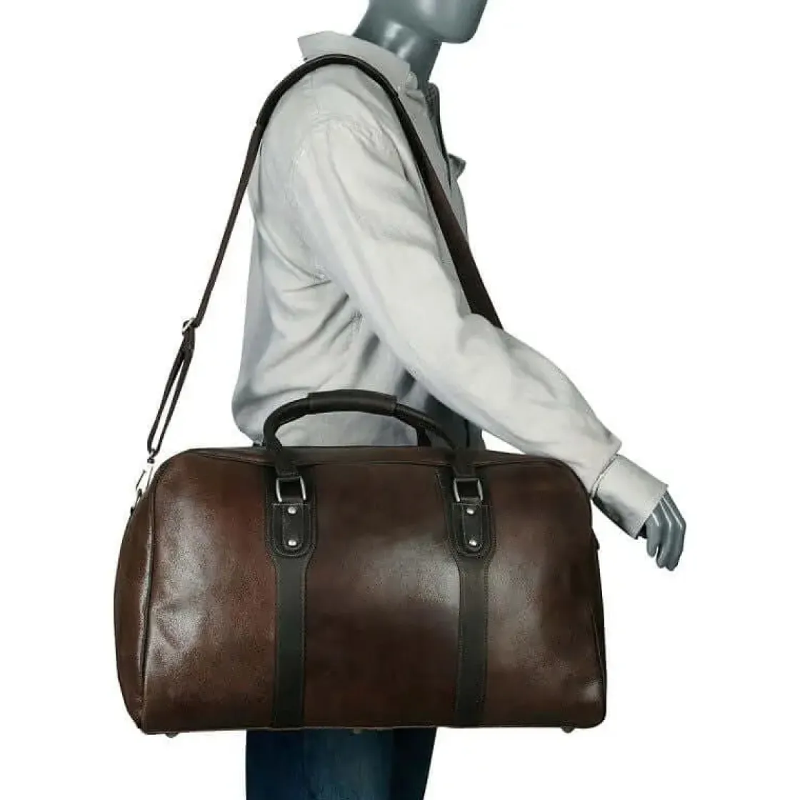 Fashion Piel Leather Piel Vintage Leather Weekender Duffel Brown