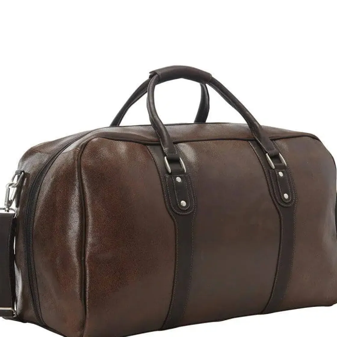 Fashion Piel Leather Piel Vintage Leather Weekender Duffel Brown